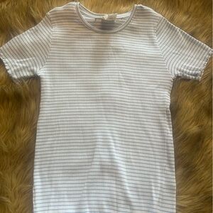 Cotton On Ribbed Striped White and Blue T-Shirt